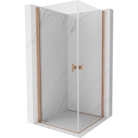 MEXEN/S - Mist-B Duo sprchovací kút dvere krídlové 85 x 85, transparent, meď kartáčovaná 8A2-085-085-65-00
