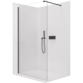 CERANO - Sprchová zástena Walk-in Onyx Cube Ľ/P - 8 mm - hranatá vzpera - čierna matná, transparentné sklo - 160x200 CER-8050BD678