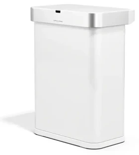 Simplehuman SENSOR biela oceľ / Odpadkový kôš / Bezdotykový / Hlasové a pohybové ovládanie / 58 l