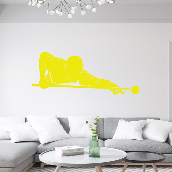 Veselá Stena Samolepka Hráč biliardu Farba: žlutá, Veľkosť: 80 x 31 cm