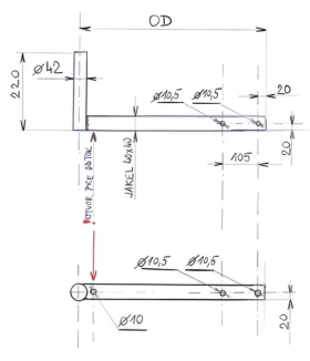 CSAT KBV370+2Z5M / Konzola na stožiar / Dĺžka 22 cm / Odsadenie 37 cm (KBV370+2Z5M)
