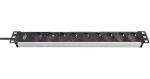 Brennenstuhl Alu-Line Cali 19" strieborná/čierna / Napájacia lišta / 9x zásuvka / IEC C14 / 2 m / 1U (1390007009)