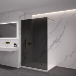 CERANO - Sprchová zástena Walk-in Onyx Round Ľ/P - 8 mm - okrúhla vzpera - zlatá, grafitové sklo - 60x200 CER-8050BD204