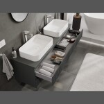 MEXEN/S - Rivel kúpeľňová skrinka pod umývadlo 160, 2 zásuvky, reliéf, grafit mat 91A20-16047-2-BFF66
