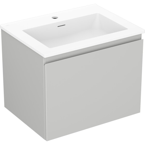 MEXEN/S - Orio kúpeľňová skrinka 60 cm s umývadlom Otis, 1 šuplík, sivá mat/biela mat 91A10-06047-1-BF62-W18M01