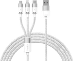 Baseus CAXS000002 Kábel USB-A (M) - Micro-USB (M) amp; USB-C (M) amp; Lightning (M) 1.2 m biela (CAXS000002)