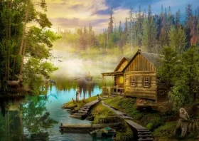ENJOY Puzzle Zrub pri rieke /1000 dielikov/ od 14 rokov