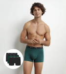 Pánske boxerky 3 ks DIM COTTON STRETCH BOXER 3x - DIM - tmavozelené XL