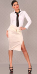 Sexy Waist-Skirt with Belt and slit white 36