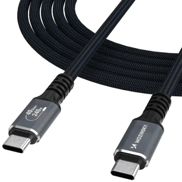 Wozinsky WPS-UY42S čierna / Kábel USB-C - USB-C / USB4 / 40 Gb/s / PD 240 W / 2 m / 4K