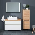 Mereo Opto kúpeľňová skrinka vysoká 125 cm, pravé otváranie, dub Riviera CN924PN