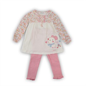 Detská súprava, šaty a legíny, Minoti, MOUSE 10, ružová - 80/86 | 12-18m