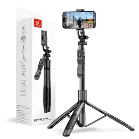 Crong SelfieGo Ultra / Selfie tyč s tripodom / Bluetooth / hliníková / 33-157,5 cm (CRGSGU1BLK)
