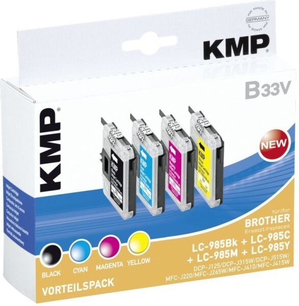 KMP B33V Toner Čierny, cyjan, magenta, Žltý, do Brother LC-985 BK (1523,0050)