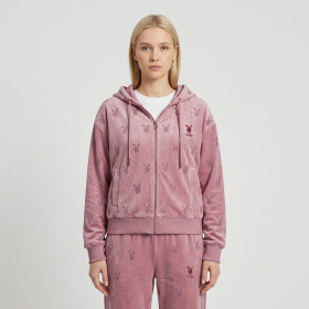 Mikina Playboy x FTSHP Girls Velvet Hoodie Pink S