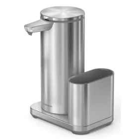 Simplehuman Bezdotykový dávkovač mydla + držiak na hubku nerez / 414 ml / nabíjací / IP67 (838810025735)