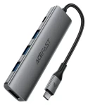 Acefast J16 sivá / Dokovacia stanica / USB-C / 5v1 / HDMI 4K 60Hz / PD 90W