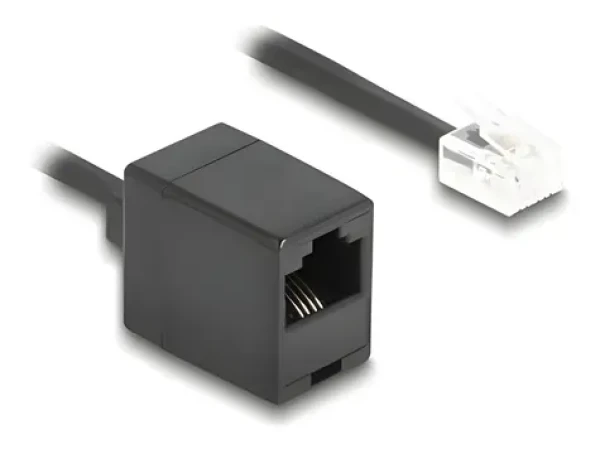 DeLock RJ11/RJ45 čierna / Telefónny špirálový kábel / 5m (90114)