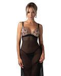 Zvodná Vila Blanes Long Chemise Black - Obsessive XS/S