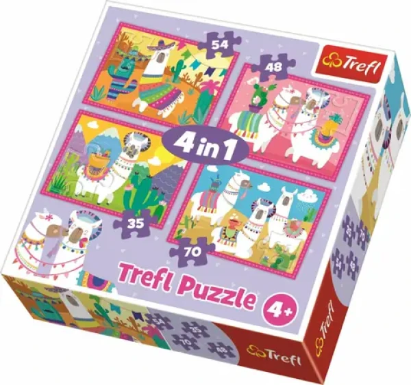 Trefl - Puzzle - Veselé Lamy 4v1