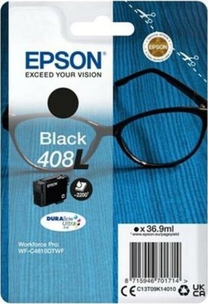 Epson Epson originálny ink / Toner C13T09K14010, T09K140, 408L, black, 36.9ml, Epson WF-C4810DTWF