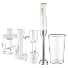 Sencor SHB 6441WH biela / tyčový mixér / 1200W / nádoba 800 ml / sekáčik 500ml / šľahacia metla (8590669346271)