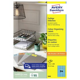 Avery-Zweckform 3449 etikety 70 x 37 mm papier modrá 2400 ks trvalé univerzálne etikety; 3449