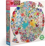 EEBOO Okrúhle puzzle Modrý a žltý vtáčik