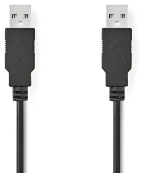 Nedis USB 2.0 kábel čierna / Kábel USB / USB-A - USB-A / 480 Mbps / 2 m (CCGB60000BK20)