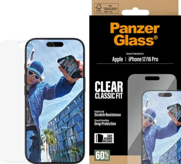 PanzerGlass Classic Fit EasyAligner Tvrdené sklo pre iPhone 17 / 16 Pro (5715685025808)