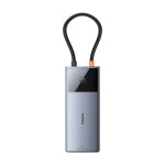 Baseus METAL GLEAM 2 SERIES 6V1 Dokovacia stanica šedá / USB 3.0 / USB-C PD / HDMI / LAN (MEMUSBCHUB6V1BASGR)