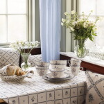 Strömshaga Bavlnený obrus Lovisa Blue / White 140 x 240 cm