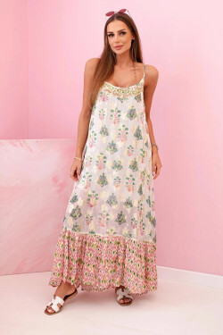 Dámske šaty bez ramienok z ľahkej viskózy v ružovej farbe UNI