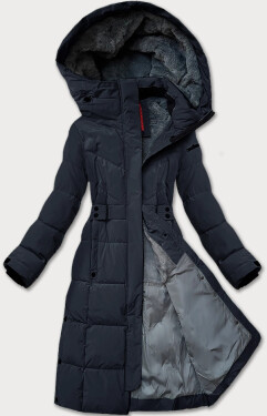 Tmavomodrá dámska zimná bunda s opaskom LHD (LHD-24575) odstíny modré XXL (44)