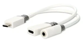 Nedis USB-C audio adaptér biely / Adaptér / USB-C zástrčka - USB-C + Jack 3,5 mm zásuvka / USB 2.0 / 10 cm (CCBW64922WT01)
