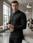 Pánska ležérna čierna košeľa SLIM FIT so stojacím golierom FashionStreet DX2597 XXL