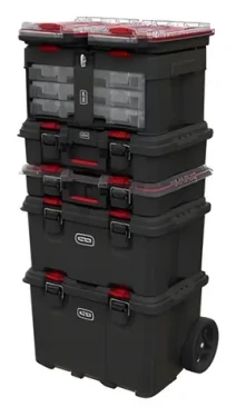 Keter Organizér Stack'N'Roll transparentný, čierna, červená / 10 priehradok / 51,5 x 11,5 x 34,5 cm (251491)