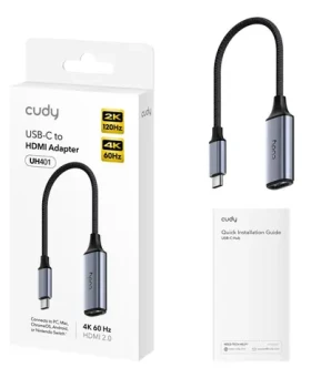 Cudy UH401 sivá / USB grafický adaptér / USB-C na HDMI / HDMI 2.0 / 4096 x 2160 px (UH401)
