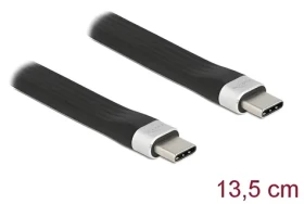 DeLock USB-C - USB-C 13,5 cm čierna / FPC plochý stuhový kábel / USB 3.2 Gen 2 / 10 Gbit / s / 3 A (85770)