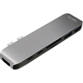 LogiLink UA0302 strieborná / USB Hub / 2x USB-C / 2x USB-A / HDMI / čítačka SD / USB-C vstup (UA0302)