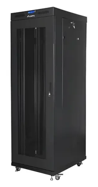 Lanberg FF01-6837-23BL čierna / Stojanový rozvádzač / 19" / 37U / 600 x 800 mm / perforované dvere / LCD displej (FF01-6837-23BL)