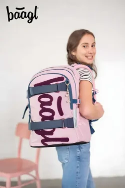 BAAGL Školský batoh Skate Rose GRS / Školský batoh / od 3. triedy ZŠ / do 900 g / vrecko na notebook 15"