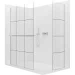 CERANO - Sprchová zástena Walk-in Crystal TL/P - 8 mm - bezvzperový systém + polička/držiak na uteráky - chróm, industriálne sklo - 110x110x200 CER-8050BD6594
