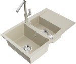 MEXEN/S MEXEN/S - Gaspar granitový drez 1.5 s odkvapkávačom vrátane batérie Flora, béžová 6507-69-670401-00