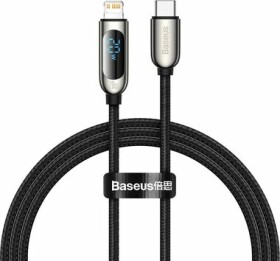 Baseus CATLSK-01 Kábel USB-C (M) - Lightning (M) 1 m čierna / 20W / displej s ukazovateľom výkonu (CATLSK-01)