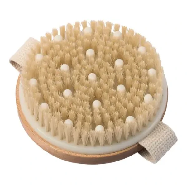 MSV NATUR masážna a exfoliačná kefa so štetinami / okrúhla / drevo (3700703973904)