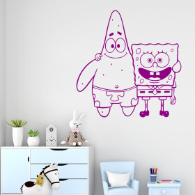 Veselá Stena Samolepka SpongeBob a Patrick Farba: fialová, Veľkosť: 60 x 61 cm