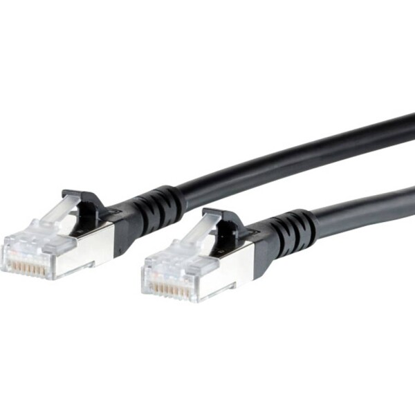 Metz Connect 1308453000-E RJ45 sieťové káble, prepojovacie káble CAT 6A S/FTP 3.00 m čierna s ochranou 1 ks; 1308453000-E