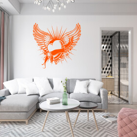 Veselá Stena Samolepka Srdce s krídlami Farba: oranžová, Veľkosť: 60 x 60 cm