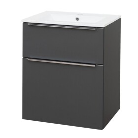 Mereo Mailo, kúpeľňová skrinka s keramickým umývadlom 61 cm, antracit, elox AL madlo CN530A